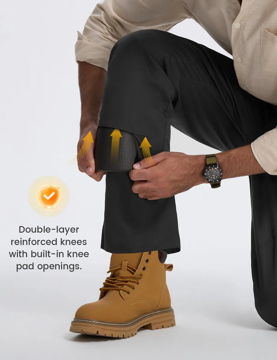 baleaf Pantalones de trabajo para hombre con múltiples bolsillos, ligeros, elásticos | Pantalones cargo tácticos para senderismo, caminar, entrenamiento