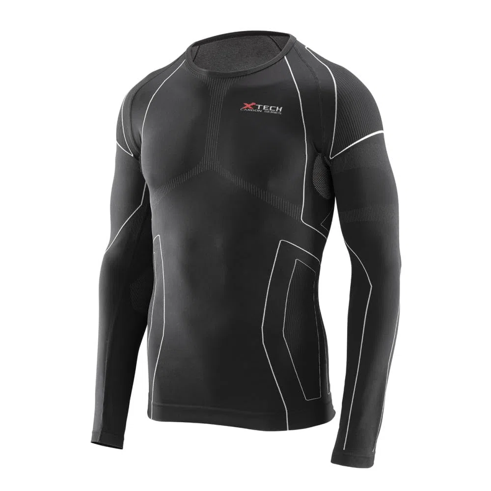 Generico XTECH - Camiseta técnica interior deportiva cortavientos térmica invernal de manga larga cuello redondo negro camiseta Race 3 XTECH Made in Italy