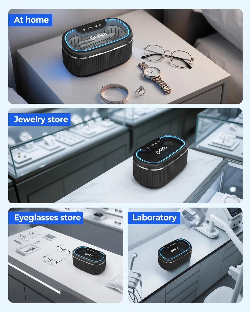 Limpiador ultrasónico para joyas, 35 W, 45 kHz, 5 temporizadores, 3 modos de potencia, gafas, anillos, correa de reloj, dentaduras postizas - 20 piezas
