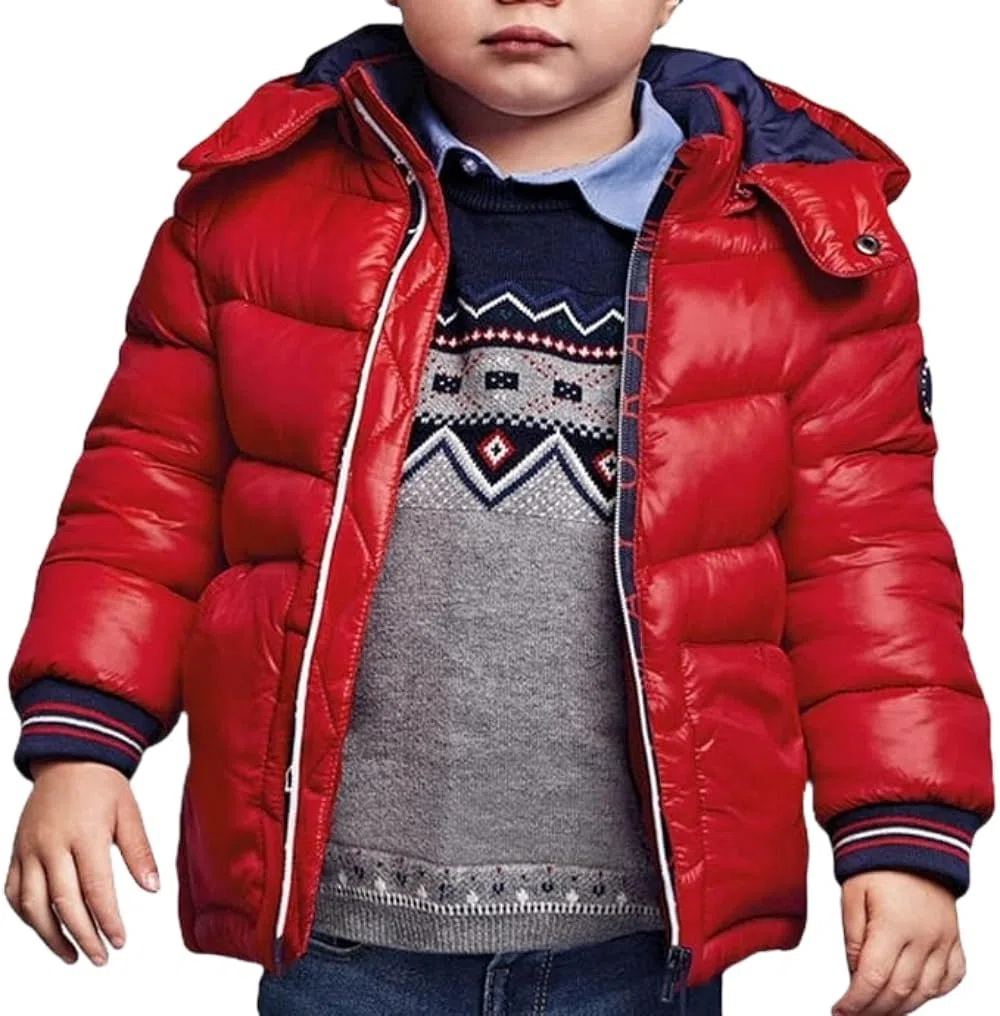 Generico Chaqueta acolchada para bebé, detalles de invierno, chaqueta de invierno con capucha extraíble, parka cálida bic suspendida – Plumón en varias tallas – Chaqueta acolchada para bebé 2416