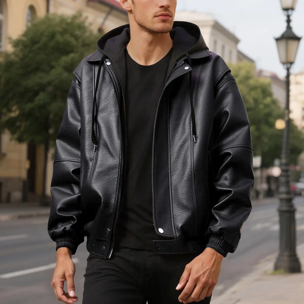 Chaqueta de piel para hombre, chaqueta de motorista con cremallera, clásica, vintage, de piel sintética, Rockabilly, motero, estilo rockero, punk, para el tiempo libre, chaqueta de rockero