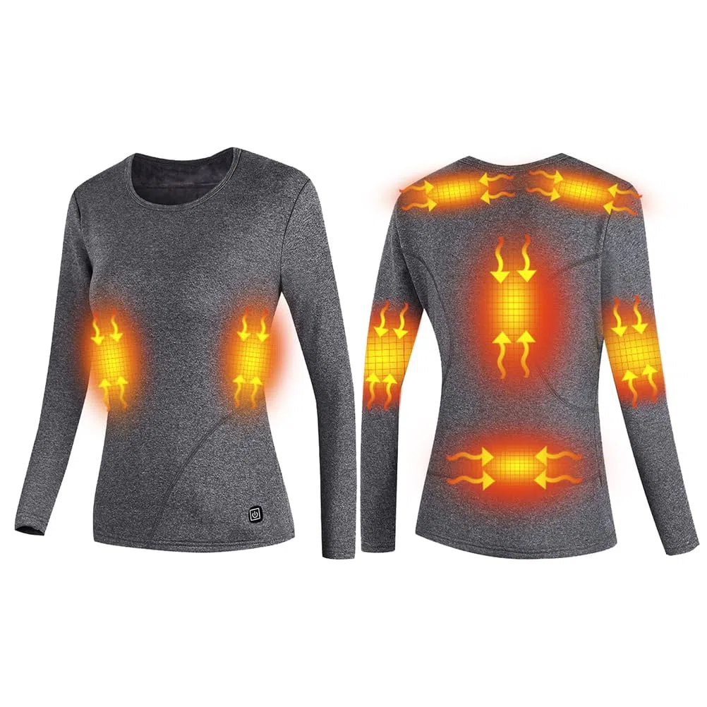 Camiseta Térmica Calentada para Mujeres, Top De Capa Base Eléctrico con 8 Áreas Y 3 Niveles De Calefacción para Cazar Y Esquiar
