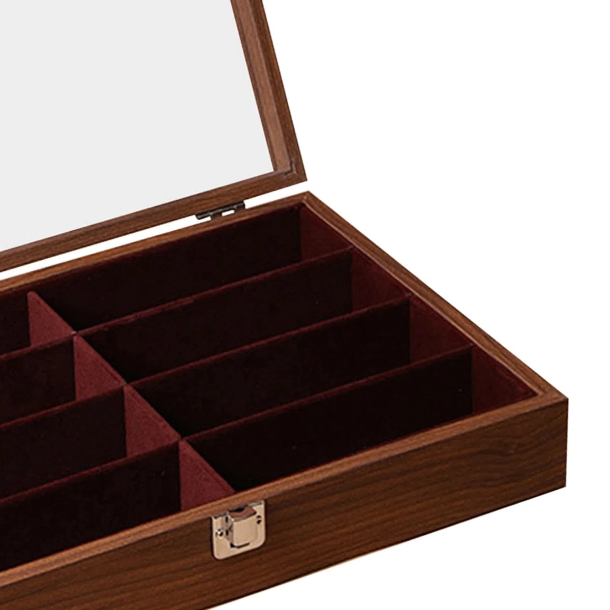 #N/A/a Organizador de Gafas Bandeja para Ordenar Lentes Caja de Exhibición de Madera 8 Espacios con Revestimiento Suave Adecuado para Organización en Casa Y, con Tapa de Nogal, universal