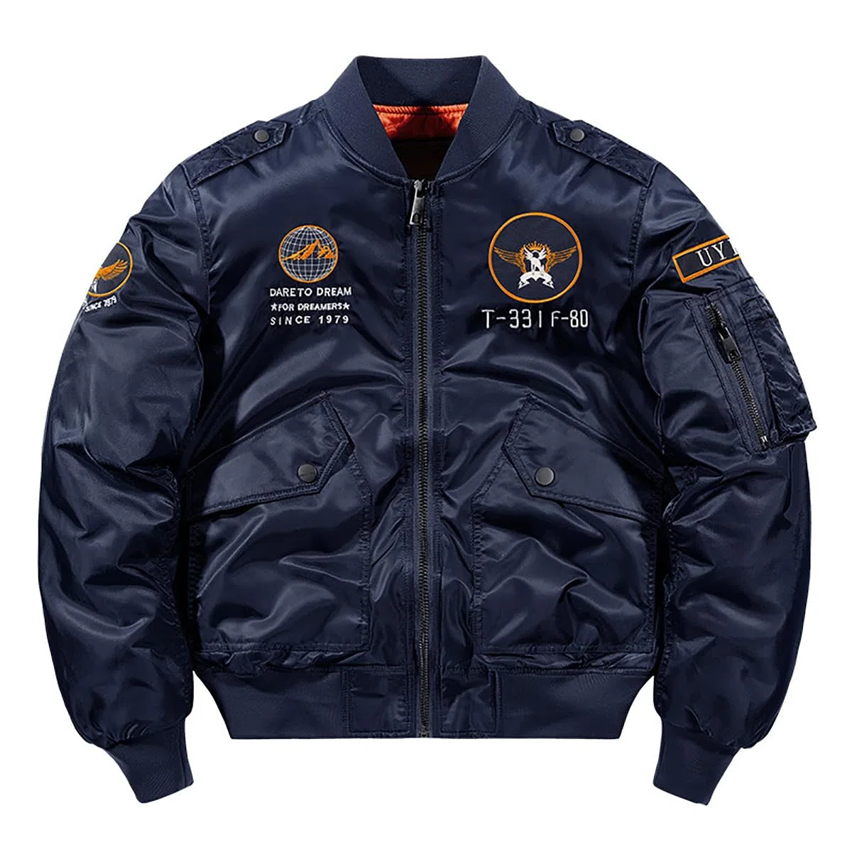 BININBOX Chaqueta de Aviador para Hombre Cazadora Bomber con Cuello Alzado Chaqueta de Otoño e Invierno