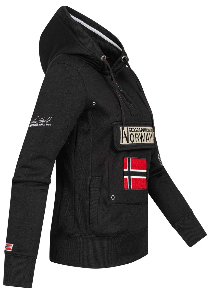 Geographical Norway Gymclass Lady - Sudaderas Mujer con Capucha Y Bolsillos - Sudadera Manga Larga Chaqueta Caliente - Cremallera Jersey Mujeres Primavera Verano Otoño Invierno