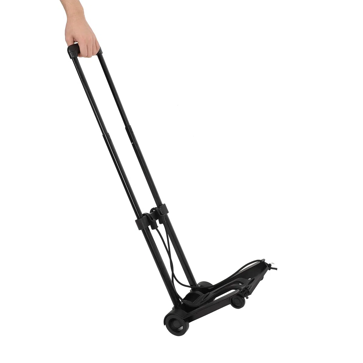 BESPORTBLE Carrito Plegable Portátil de 2 Ruedas Base de Plástico Reforzado y Cordón Elástico Ajustable Mini Trolley para Compras y Equipaje Compacto y Ligero para Viajes y Transporte