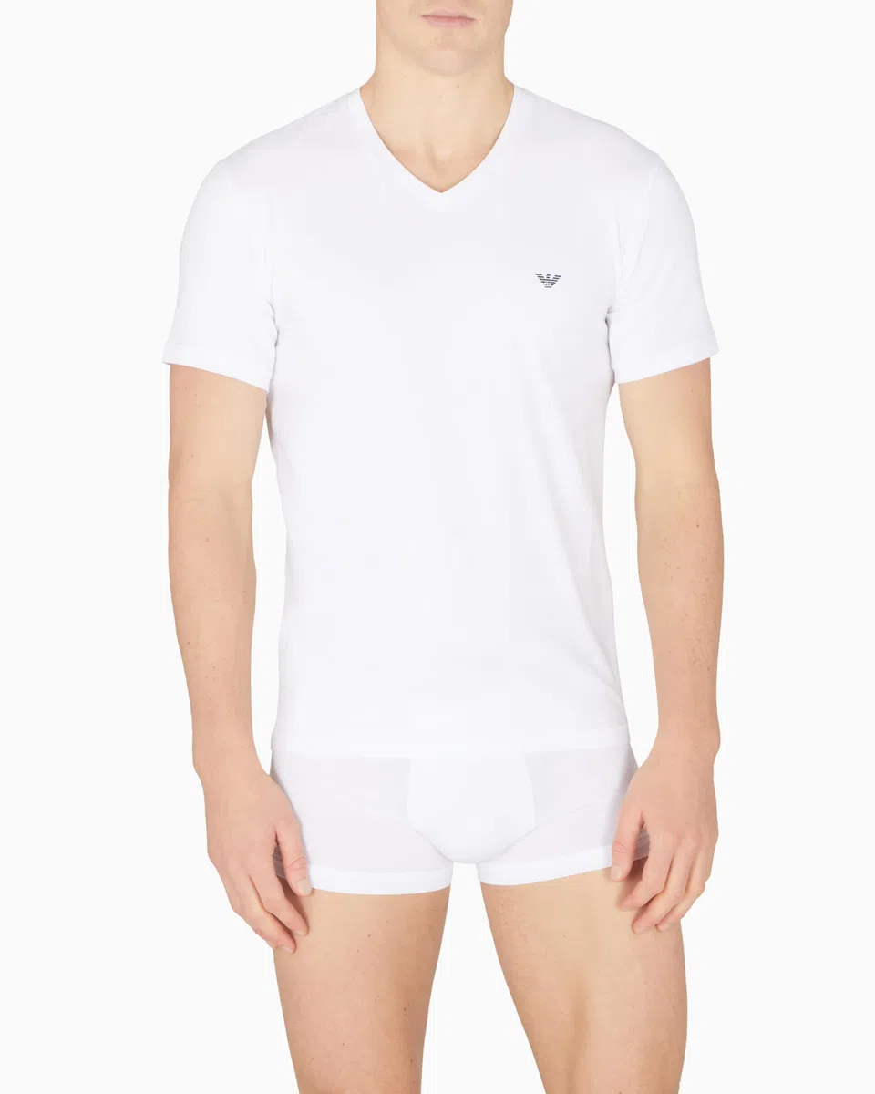 Emporio Armani Essential Cotton T-Shirt Camiseta con Cuello en V Hombre (Pack de 1)