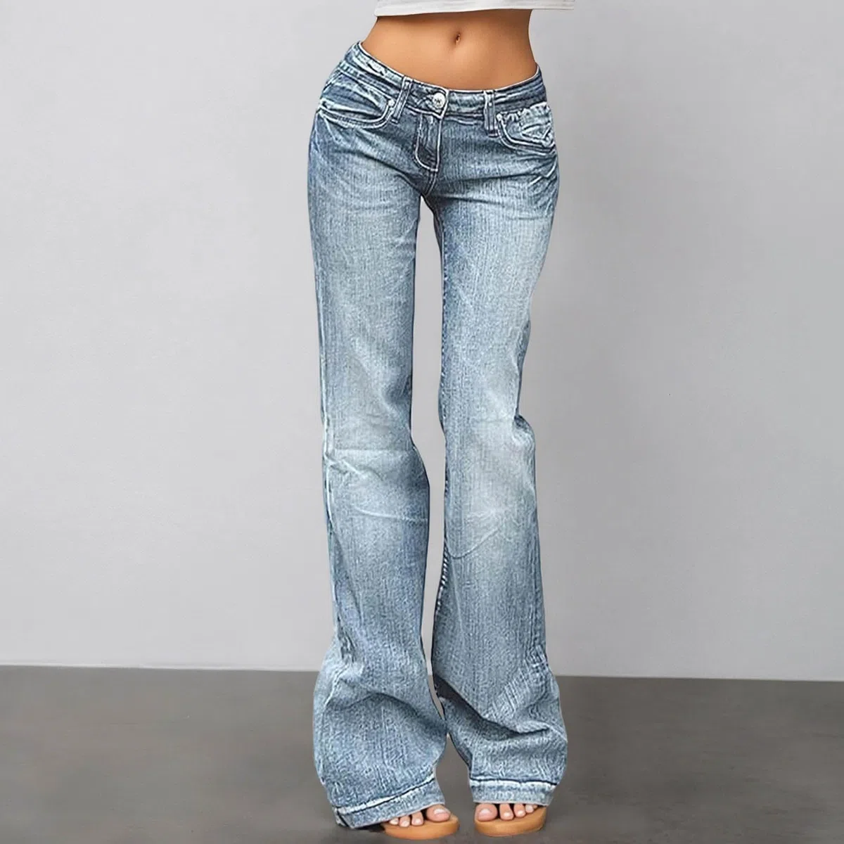 Jeans holgados para mujer, cintura media a baja, estilo novio, ropa urbana, pantalones de mezclilla con corte de bota para mujer