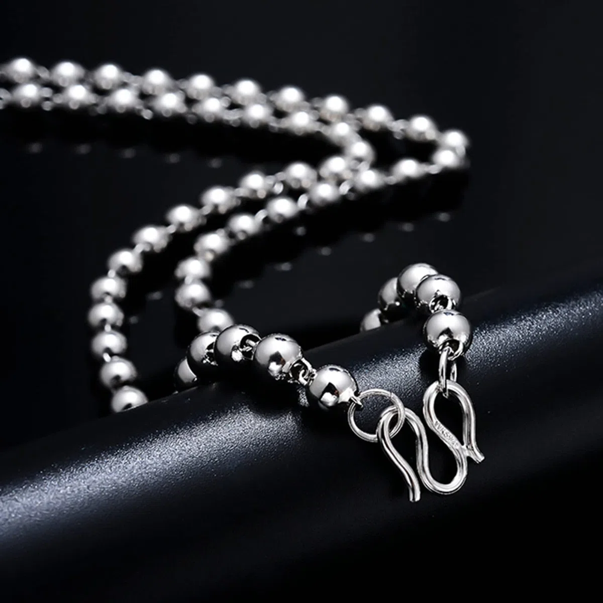 Collar de Cadena con Cuentas de 18 a 24 Pulgadas, 2,7 a 6 mm, Collar de Cadena de Bolas de Plata de Ley 925 para Mujeres y niñas