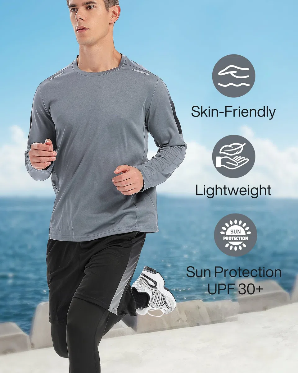 BOOMCOOL - Conjunto deportivo para hombre de 3 piezas, camiseta de entrenamiento para gimnasio, ropa deportiva para correr, fútbol, ejercicio y otras actividades deportivas, negro azul gris (Black