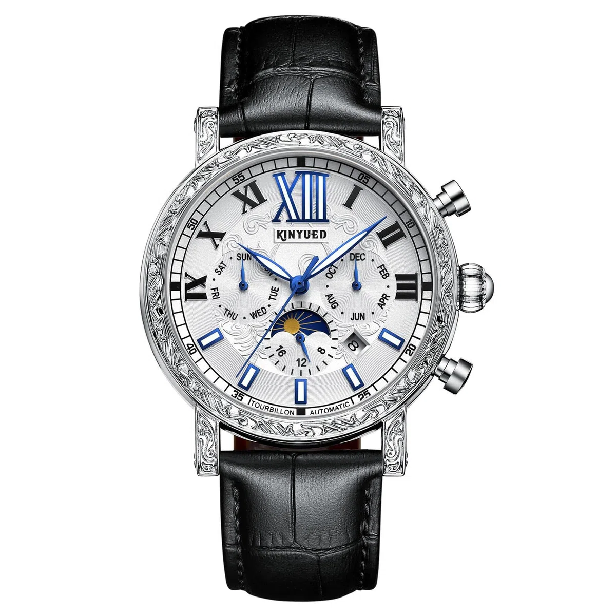 Reloj para Hombre,Mecánico Automático Relojes,Dial Esqueleto Correa De Piel,Auto Cuerda con Función De Semana,Deportivo Diseñador Casual Negocio