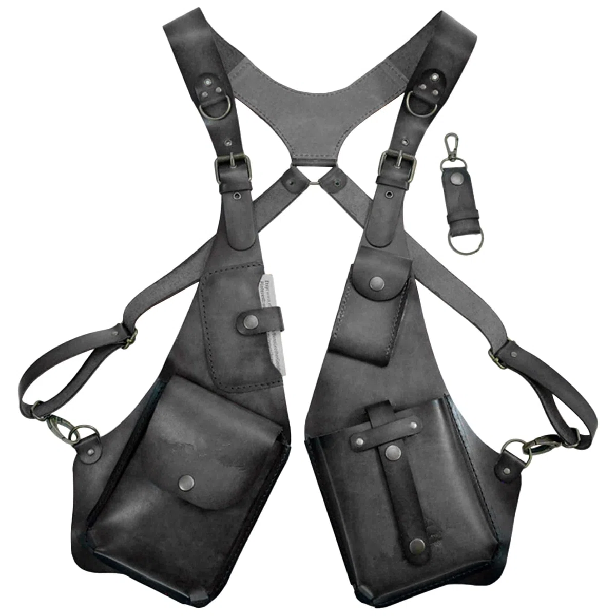 Arnés antirrobo para hombre de piel, arnés antirrobo de piel, bolso de hombro medieval con antebrazo, funda para teléfono móvil para hombres y mujeres, cartera ajustable de piel sintética
