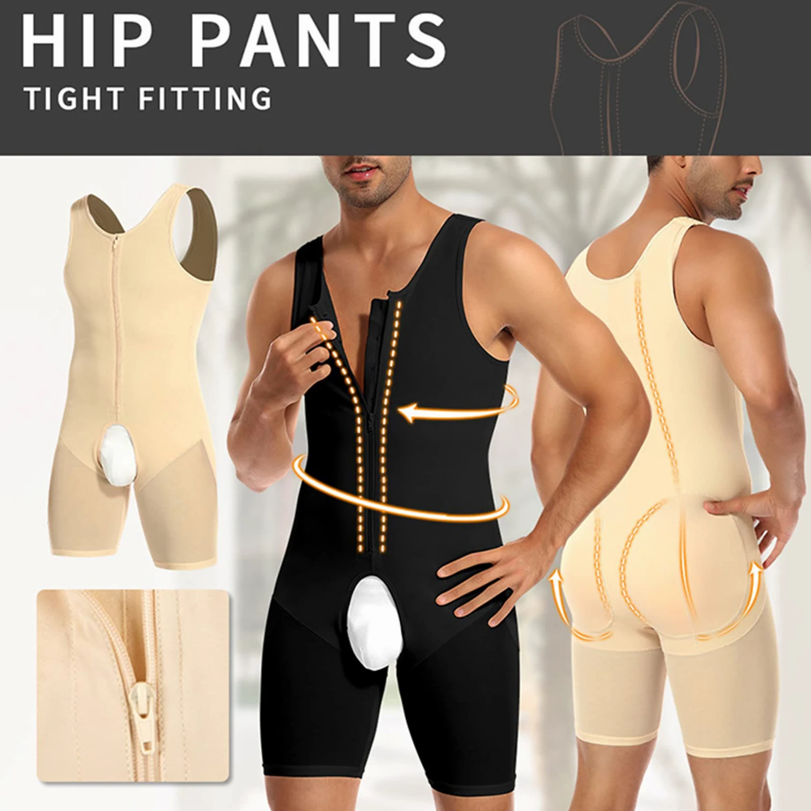 NLAVW Cuerpo de Hombre Shorts Shorts 4XL-6XL, Trainer de Cintura Body Pérdida de Peso Pérdida de Peso Control de la Barriga Completa Cuerpo Shaper,Negro,L