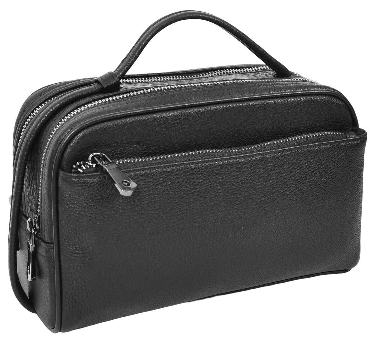 Neceser de viaje de piel auténtica, bolsa de viaje, kit de afeitado, color negro, Black, S, Neceser