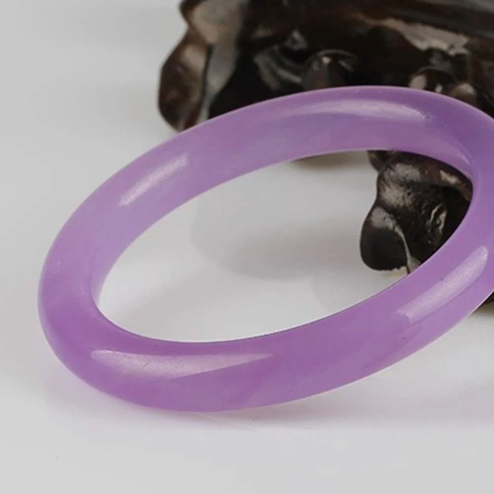Pulsera de Mujer, Arnades de Mujer, Brazalete Natural Pulsera de Jade Redonda Fina Púrpura, Pulsera de Barra Delgada y Fina Jade, Joyería, Pulsera de Mujer, Púrpura-60mm,