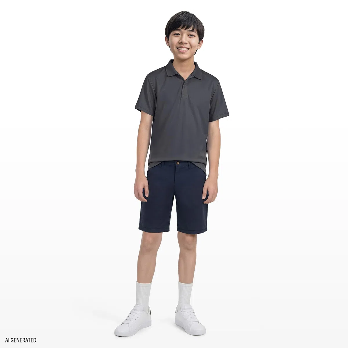 IZOD Boys' School Uniform Flat Front Stretch Performance Short, Navy, 10