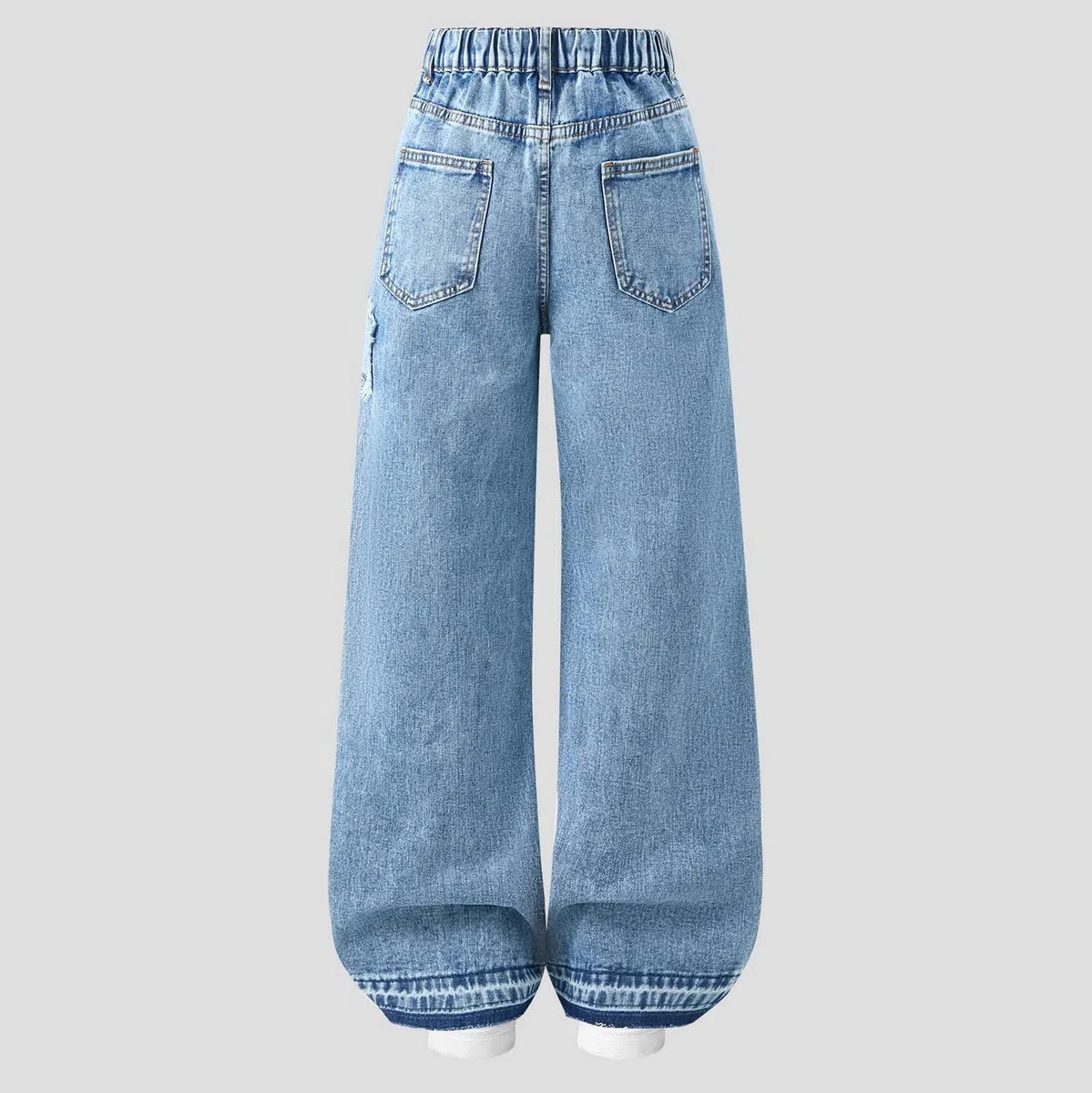 Vaqueros elásticos para niño Lavable y fácil cuidado Vaqueros de pierna recta Lavado clásico duradero Jeans estilo Y2K Apto para uso escolar Corte amplio sin apretar Calidez y transpirabilidad