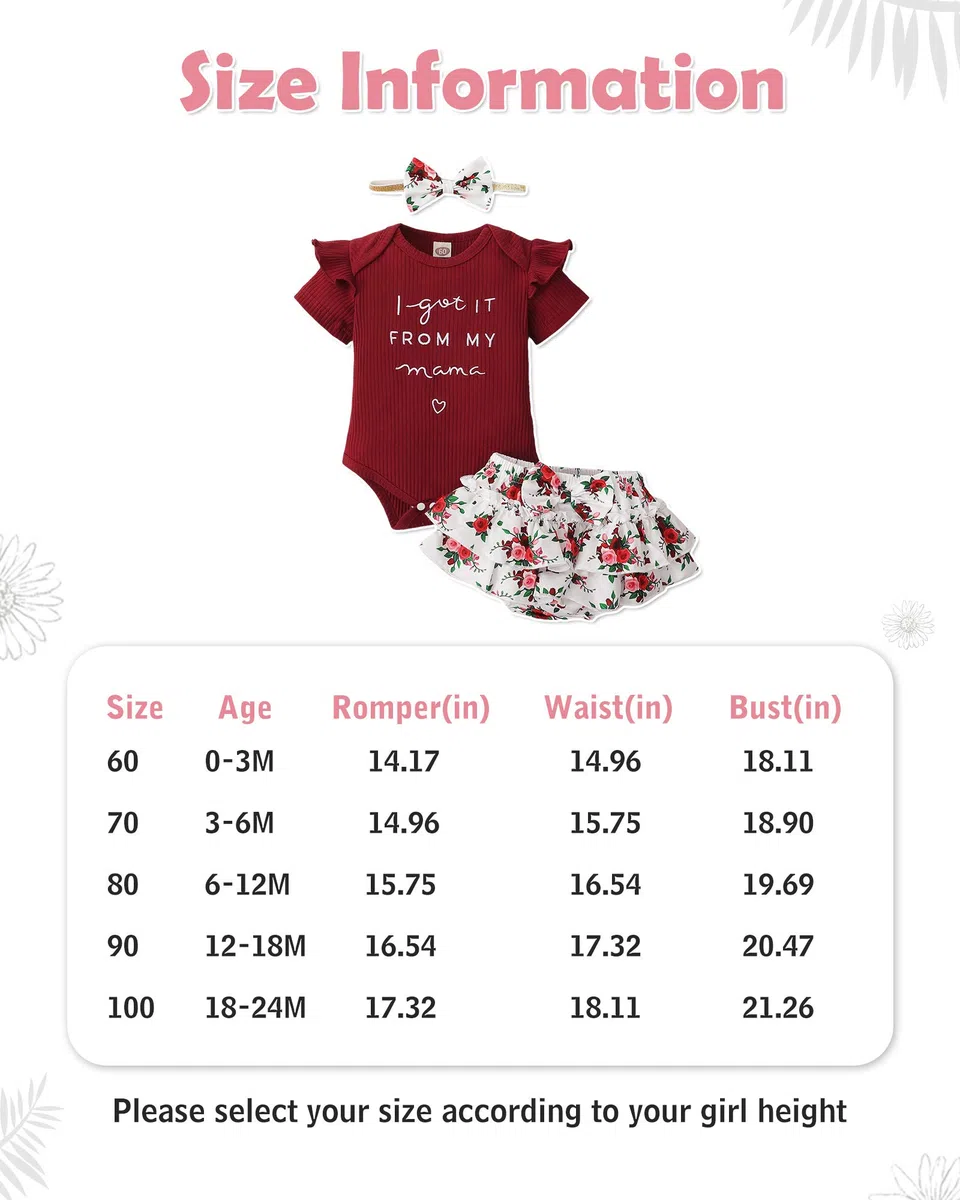 Conjunto de ropa para bebé recién nacido, conjunto de pantalones cortos, estampado floral, ropa de bebé linda para niña, WineRed, 3-6 meses