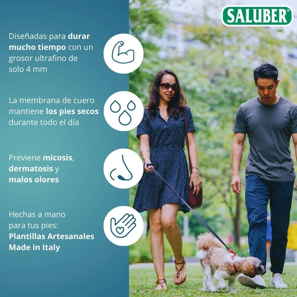 Plantillas Saluber Style Daily 405, ortopédicas, tecnología Poron+, membrana de carbón activo, elimina olores, plantillas de zapatos de acción transpirables, hombre y mujer, absorción de golpes (38)