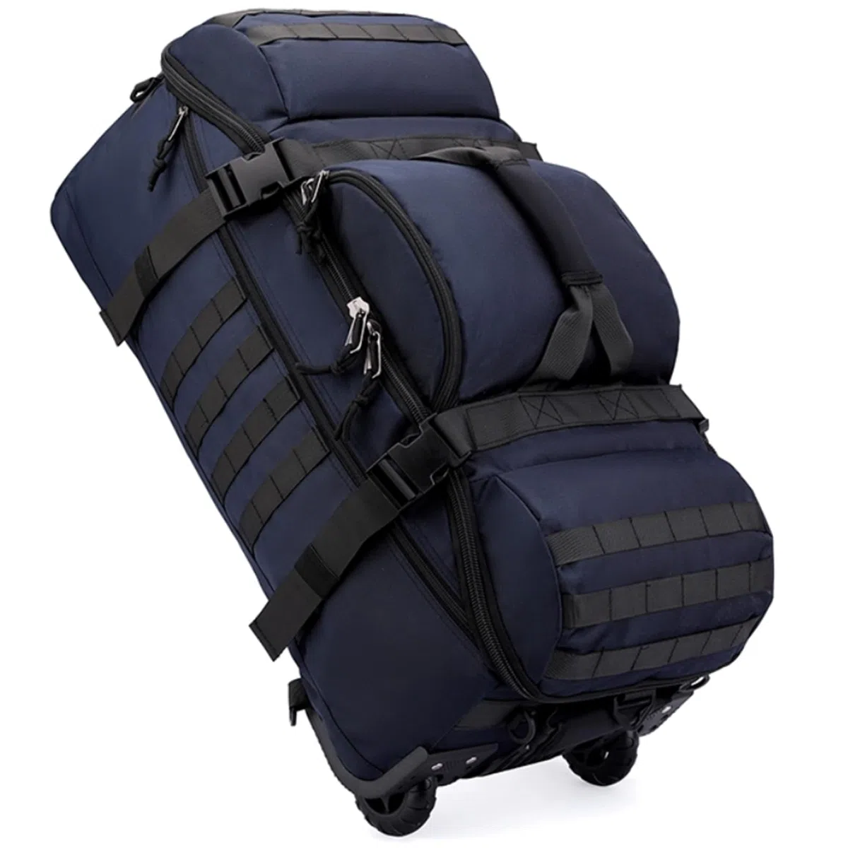 Bolsa De Viaje con Ruedas 80L Plegable Grande Bolsa Mochila Deportiva Impermeable Blanda Deportes Maleta con Compartimento Correas para Gimnasio Camping Y Almacenaje (Azul)