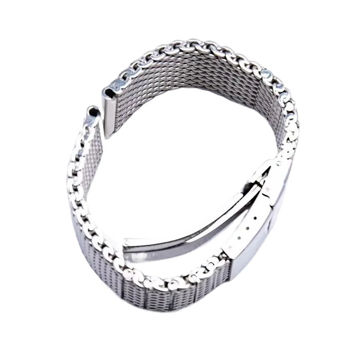 Genérico Compatible con Pulsera de eslabones Rosca Plateada Breit Super Ocean/Avenger/Navitimer-22 mm