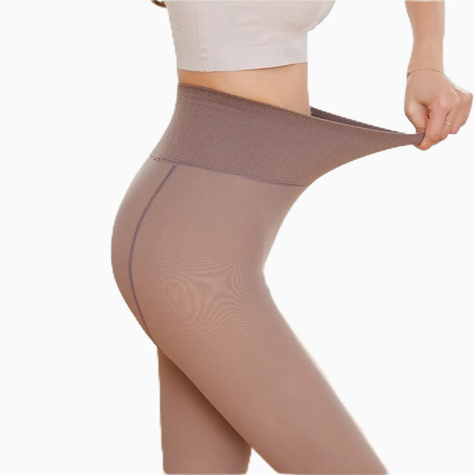 Panty Compresion Mujer 220 g de espesos de invierno más terciopelo medias cálidas medias pantyhose femme medias sexy alta cintura otoño Pantys Mujer (Color : Grey, Size : Without)