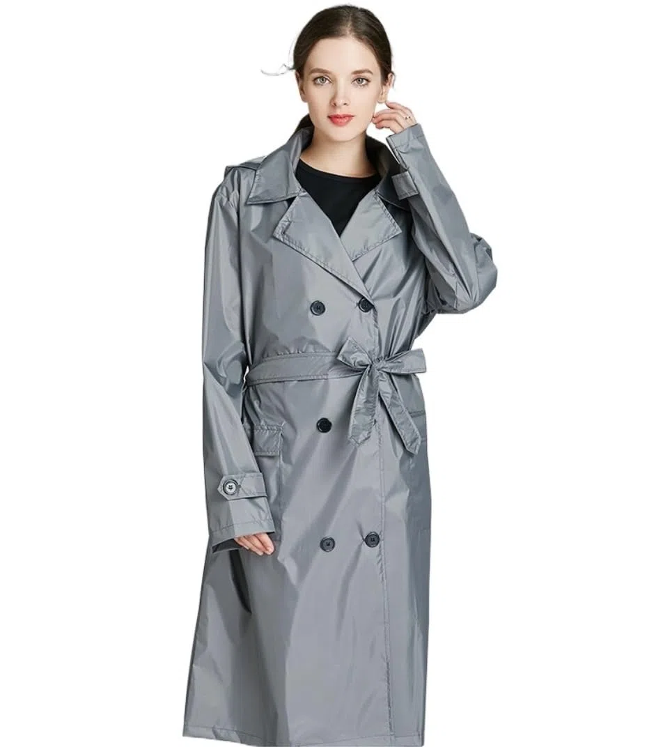 Capa de Lluvia Reutilizable Chubasquero Largo Con Cinturón Grande, Ligero, Cortavientos Para Caminar, Suelto, Para Exteriores Ropa de Agua para Exteriores