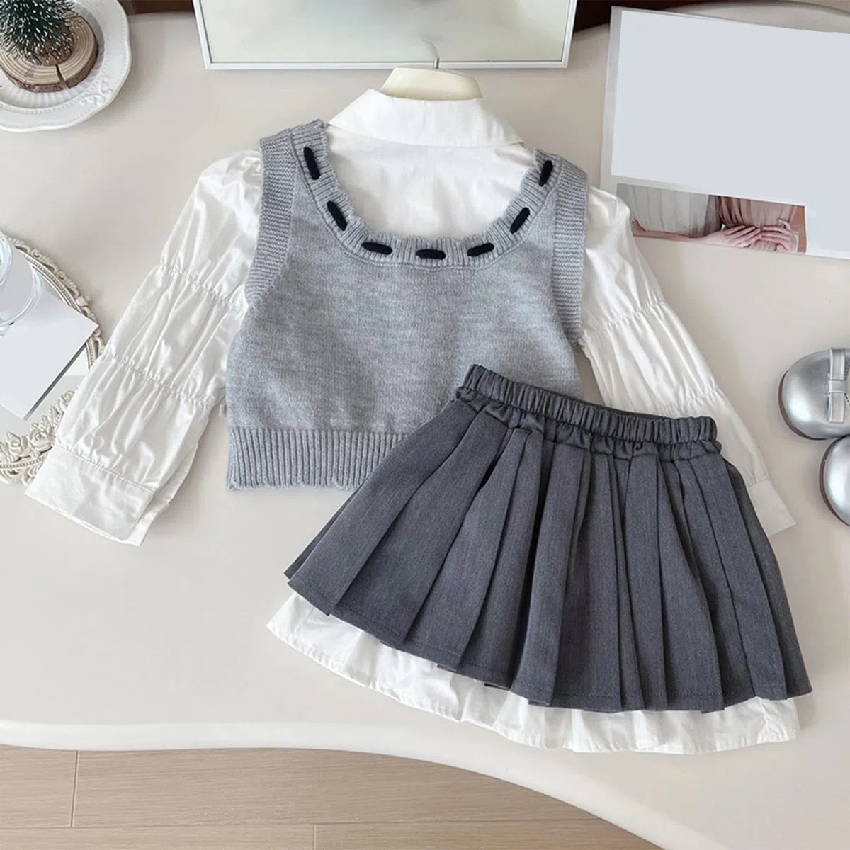 Genérico Ropa infantil para niñas,traje de casa dos piezas Verano Conjunto Chaleco Camiseta y Pantalones Cortos Conjuntos Niñas juego chalecos bebé traje niños 1 a 6 años