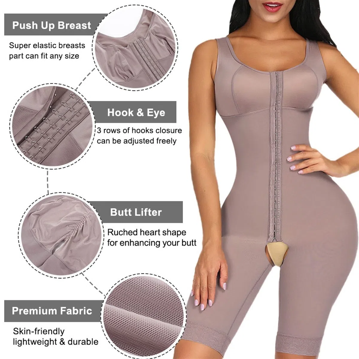 Fajas para Control de Barriga Faja Talla Grande Levantador de glúteos Body Shaper para Mujer (Color: A, tamaño: L) (AL) (BM)