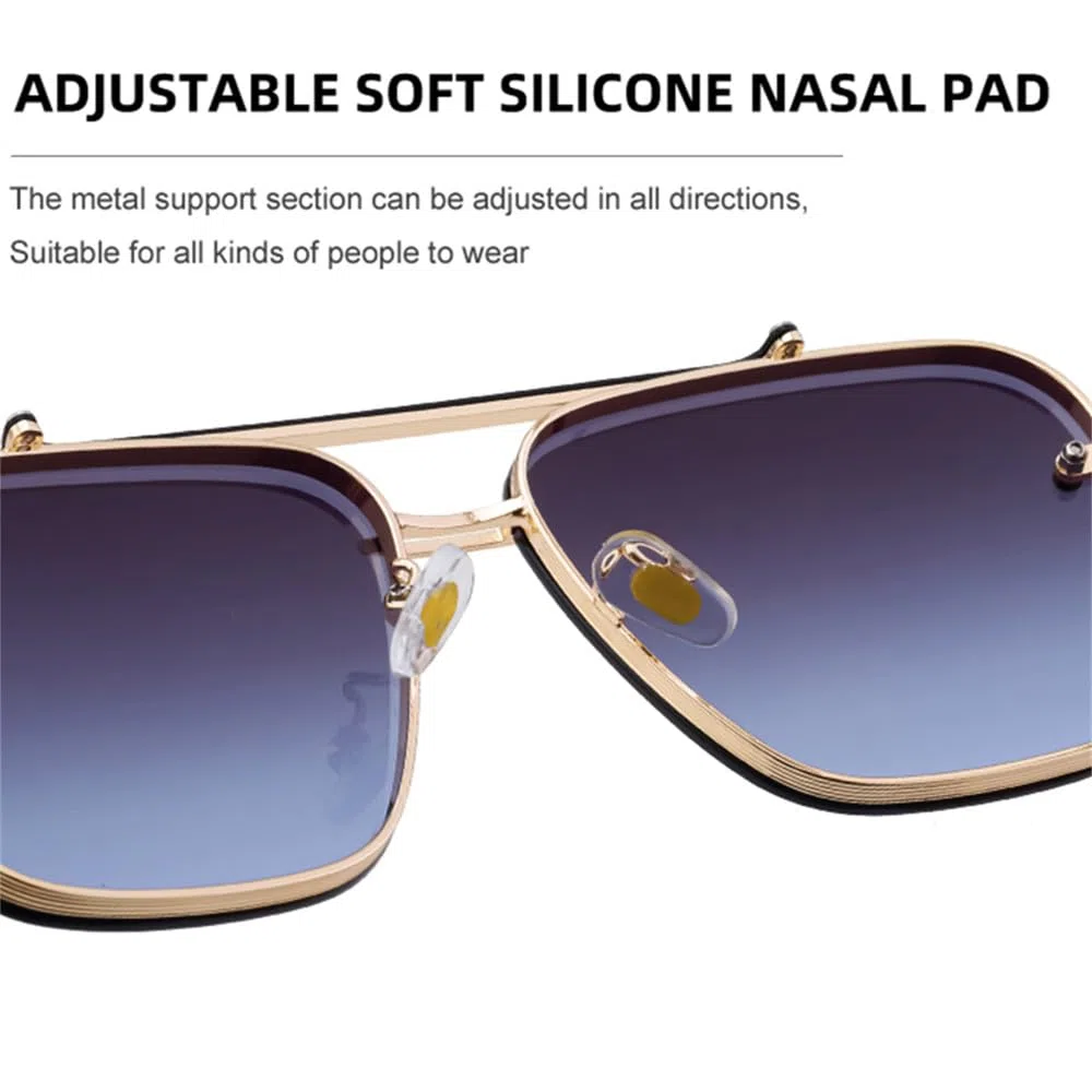 Gafas de sol de gran tamaño con montura de metal cuadrada retro para hombre y mujer, gafas de sol de doble haz para hombre, gafas protectoras UV400