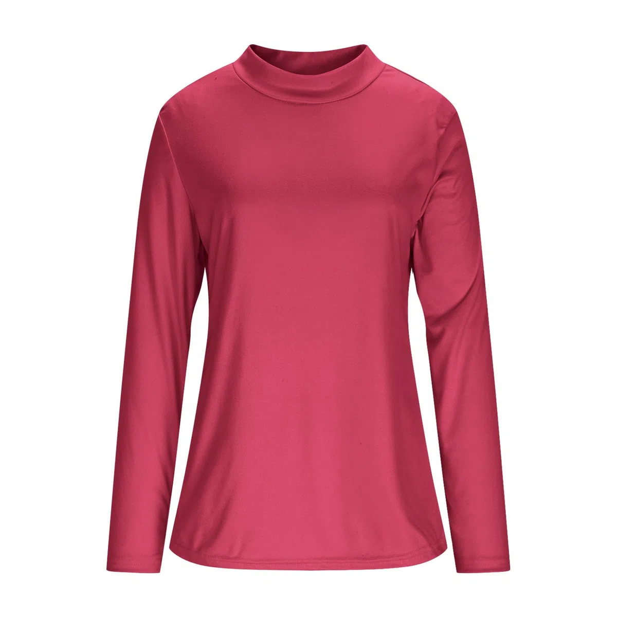 Camiseta Mujer Manga Larga Original Tops de Cuello Alto Primavera Otoño Color Sólido Sueltos Jersey T-Shirt Camisetas Basicas Pullover Deporte Fiesta Cómodo Casual Camisetas Interior Diario