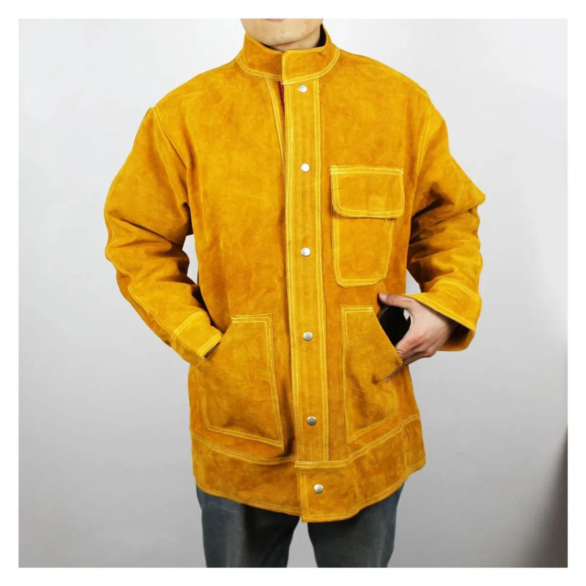 Chaqueta de Soldadura de Verano Camisas Ropa de Cuero Resistente al Fuego(XXXL)