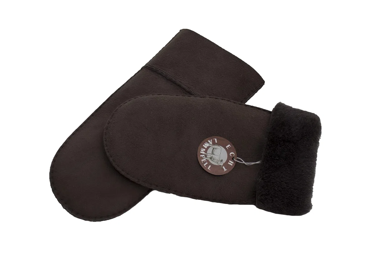 Reissner Lammfelle Manoplas guantes piel de cordero marrón S (Circunferencia de la mano 17cm)