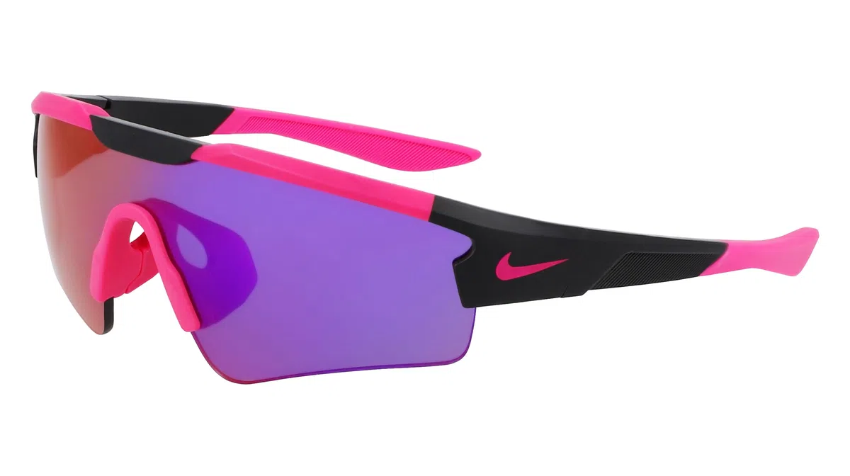 Nike CLOAK EV24005 011 Matte Black/Infrared Mirror Sunglasses Kid Iniettato, Shield, 57