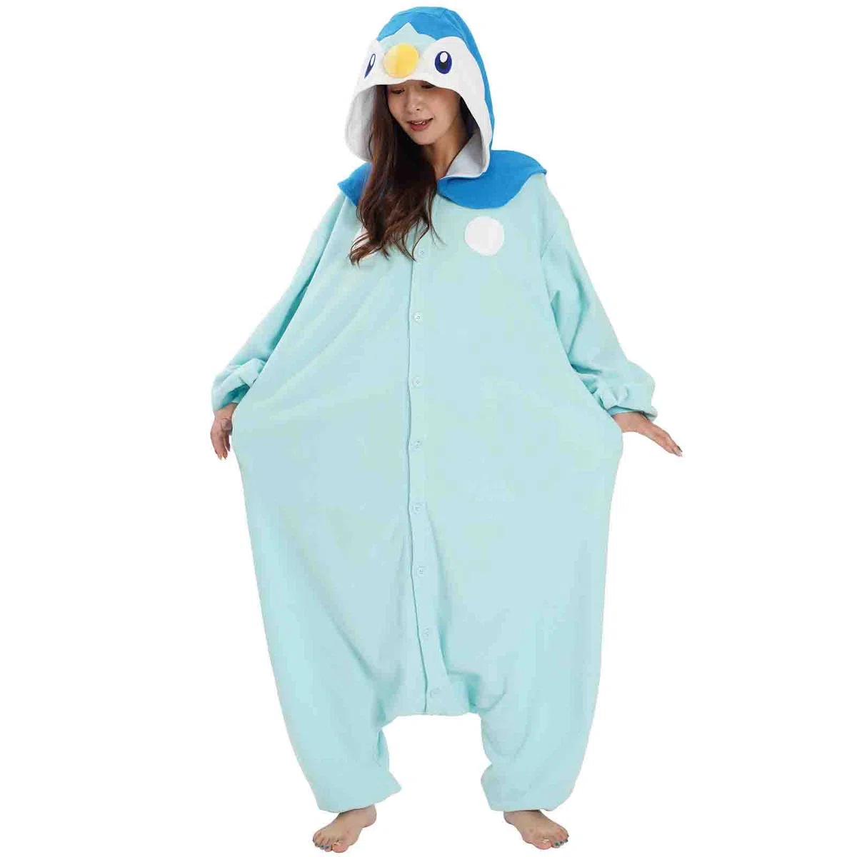 SAZAC Kigurumi - Disfraz de Pokemon - Piplup - Mono de Halloween - Talla XL para Adultos