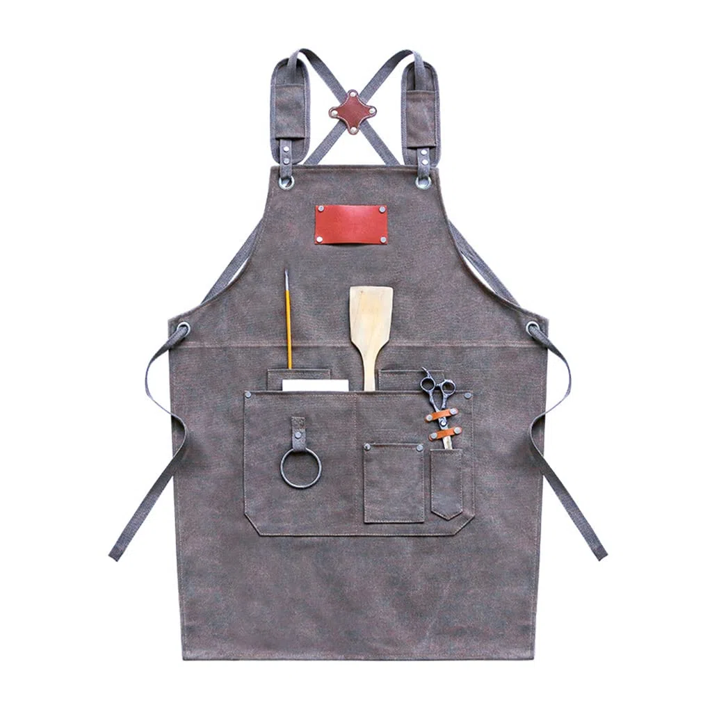 Delantales, Delantales de chef lona for hombre y mujer con bolsillos grandes correas ajustables