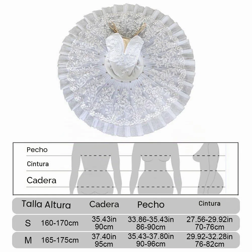 Tutú De Ballet Profesional para Adultos, Vestido De Ballet para Mujer, Disfraces De Bailarina, Falda Tutú con Lentejuelas Blancas para Escenario