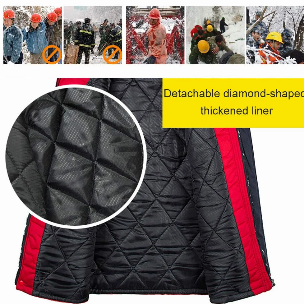 Chaqueta de trabajo de seguridad de algodón, S/160 Chaqueta de trabajo impermeable reflectante para exteriores para exteriores de alta visibilidad para construcción, conducción, obras viales, rojo