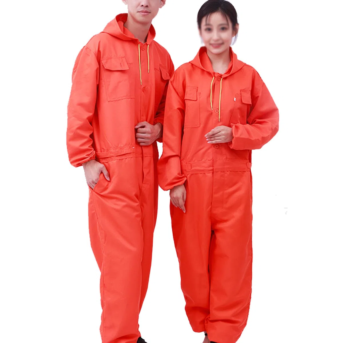 Monos Unisex Con Capucha Mono Ropa De Trabajo De Manga Larga Con Puños Elásticos Y Cintura Ajustable