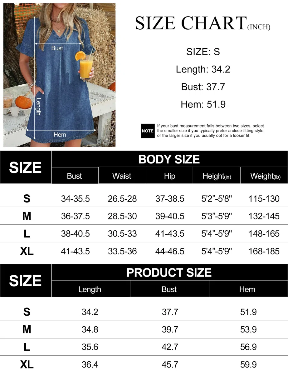 Fengbay Vestido blusa vaquero para mujer, largo hasta la rodilla, vestido de verano, cuello en V, informal, elegante, vestido camisero, vestido recto con bolsillos