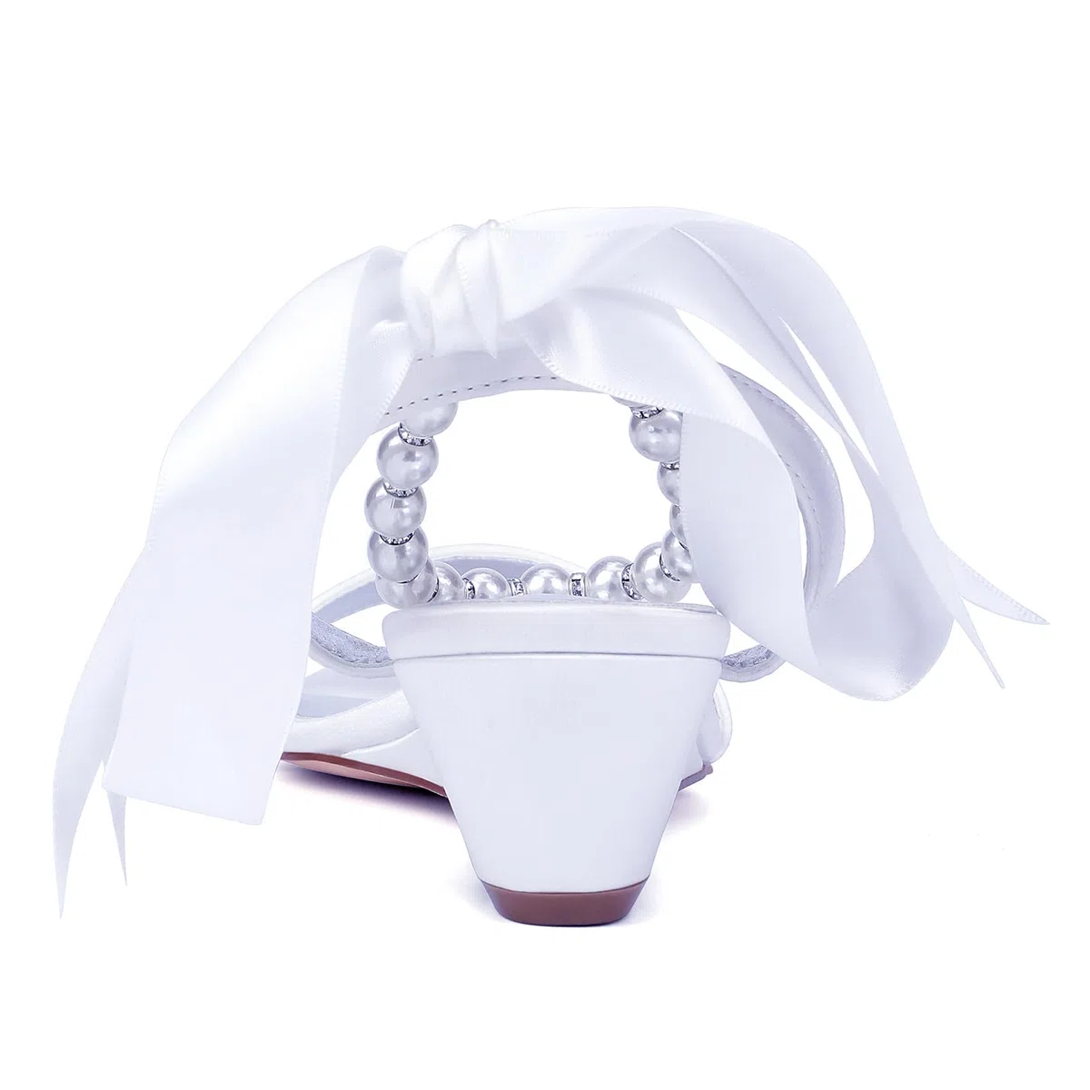 Damas Sandalias Perla Tobillo Zapatos Novias Honor Abierta Detacón Cuña Bodas 4Cm