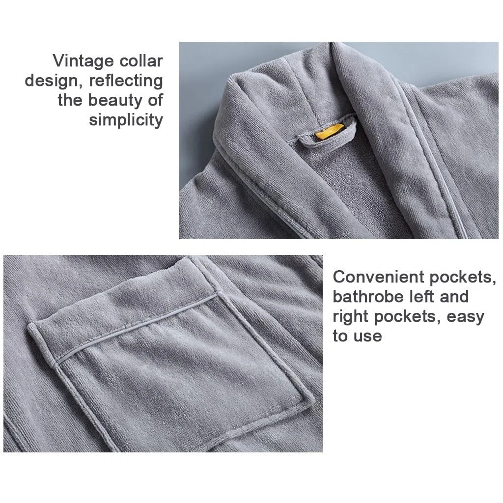 LEIYTFE Albornoz De Algodón para Hotel, Albornoz De Rizo Albornoz 100% Algodón para Hotel SPA, Albornoz Ligero para Hombre Kimono Sleepwear(Blauw,L)