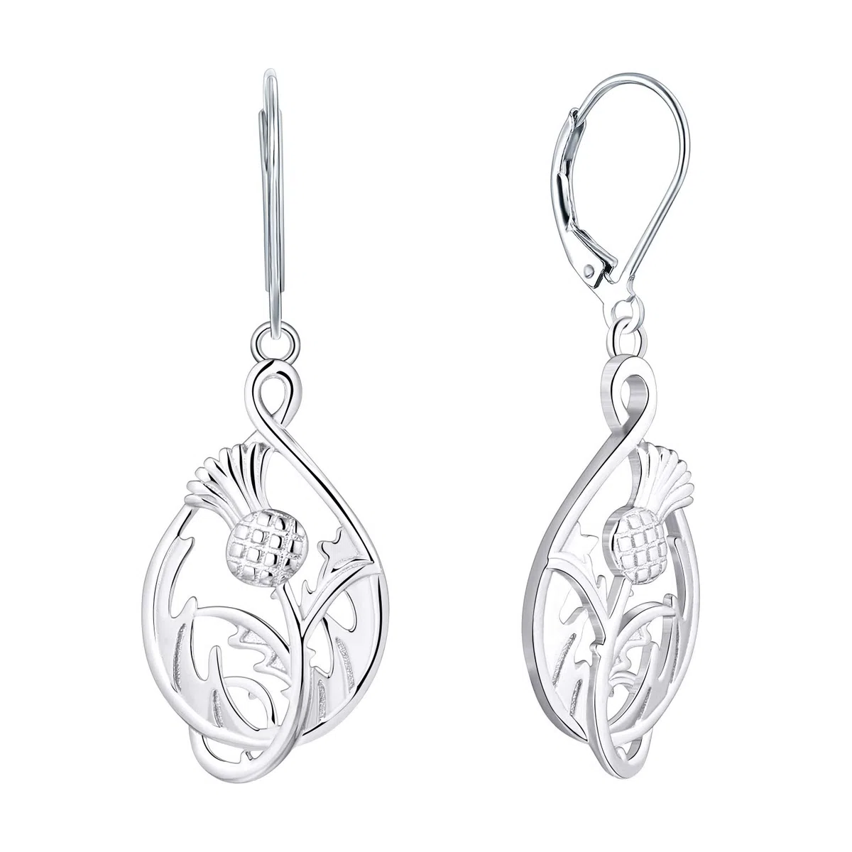 JO WISDOM Pendientes de cardo escocés, plata de ley 925 con diseño de flor de Escocia, para mujer