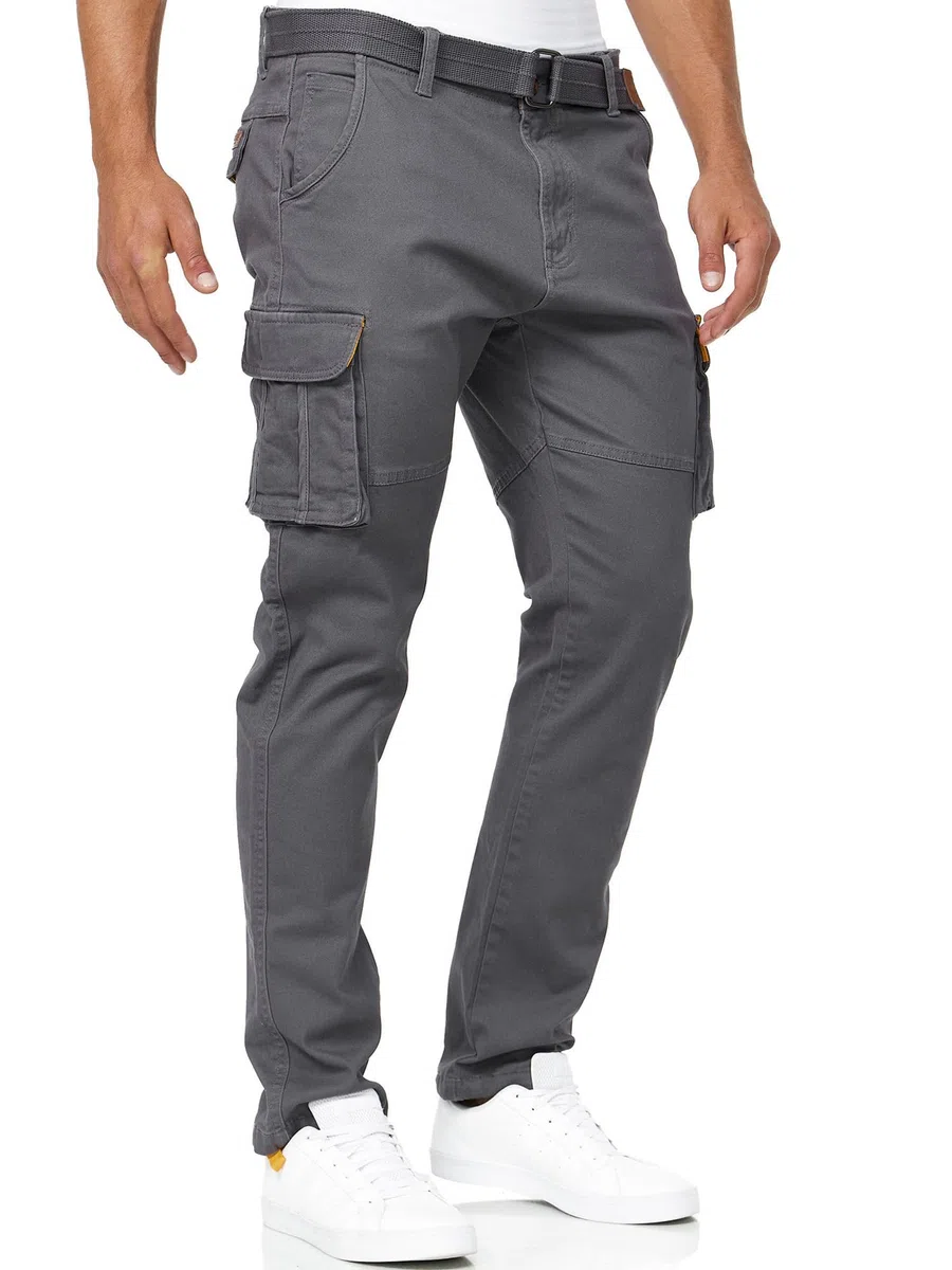 Indicode Hombres Mathen Pantalón Cargo confeccionado en 98% algodón con cinturón Incluido