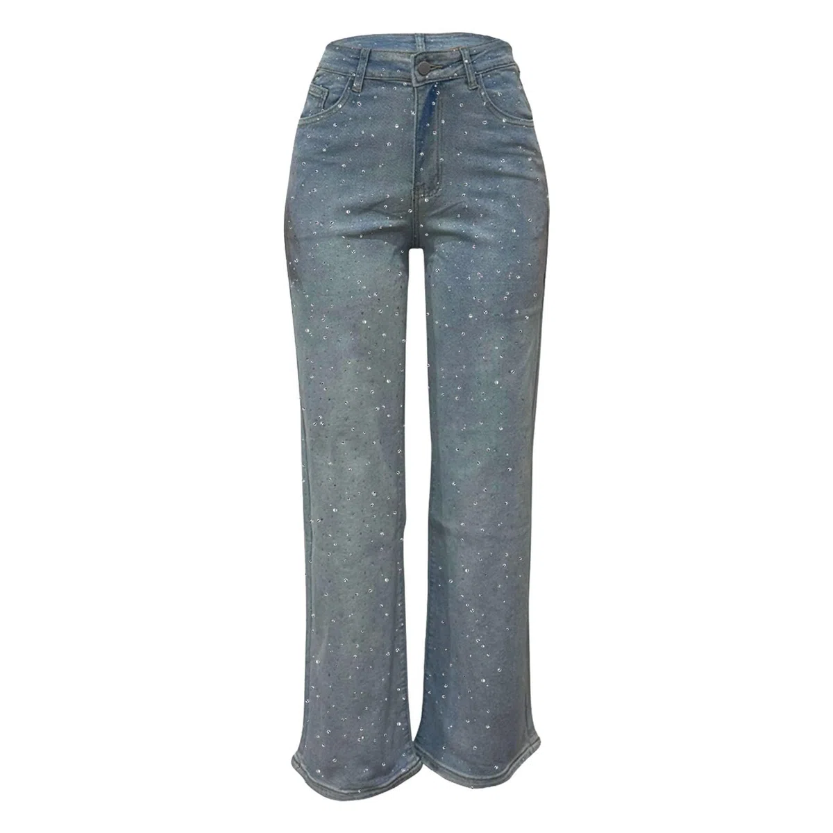 Pantalones Vaqueros Anchos Mujer Pantalones Vaqueros Rectos de Cintura Alta con Lavado de Imitación y Acabado Desgastado para un Estilo Casual Moderno