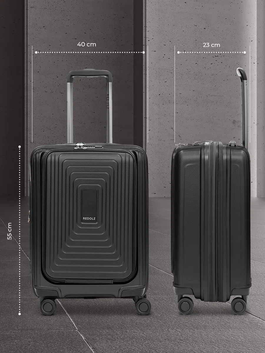 REDOLZ Essentials 14 Equipaje de Mano con Compartimento para Ordenador Portátil | Maleta Ultra ligera 40 x 23 x 55 cm & Apertura Frontal | Extensible de 45 a 55 litros | Solo 3,2 kg