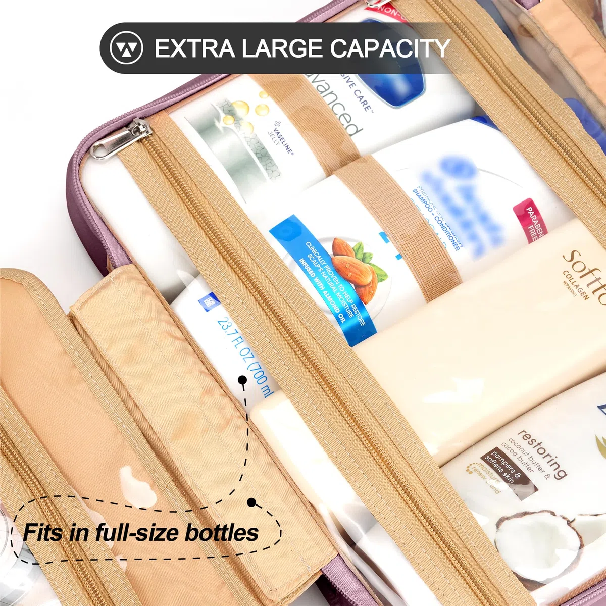 Neceser colgante de viaje para mujeres y hombres, con 6 fundas de silicona a prueba de fugas, accesorios de maquillaje impermeables, artículos esenciales de cosméticos, juego de artículos de tocador