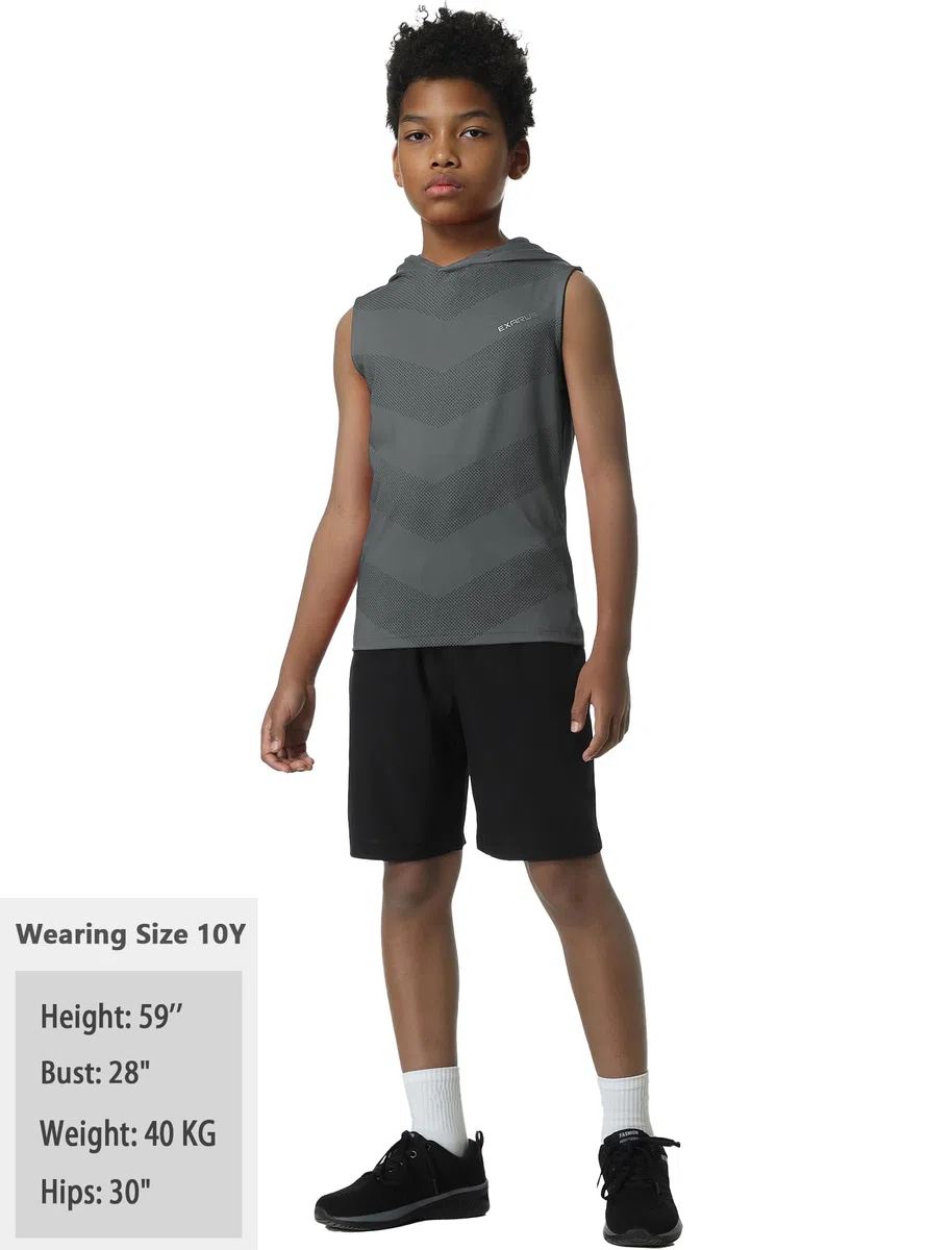 EXARUS Camiseta sin mangas atlética sin mangas para niños, de secado rápido, para niños, adolescentes y jóvenes