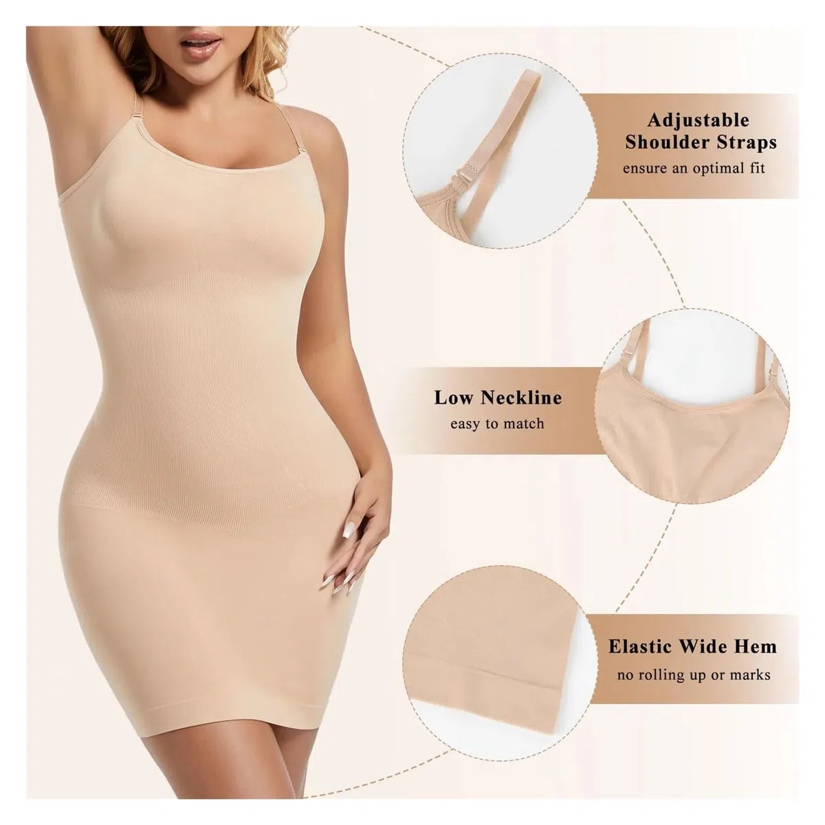 Vestido Moldeador Vestidos moldeadores for Mujer, Moldeador de Abdomen, Moldeador de Cuerpo, Adelgazante, Levantador de glúteos, Camisola, Ropa Interior Femenina(Pink,XXL)