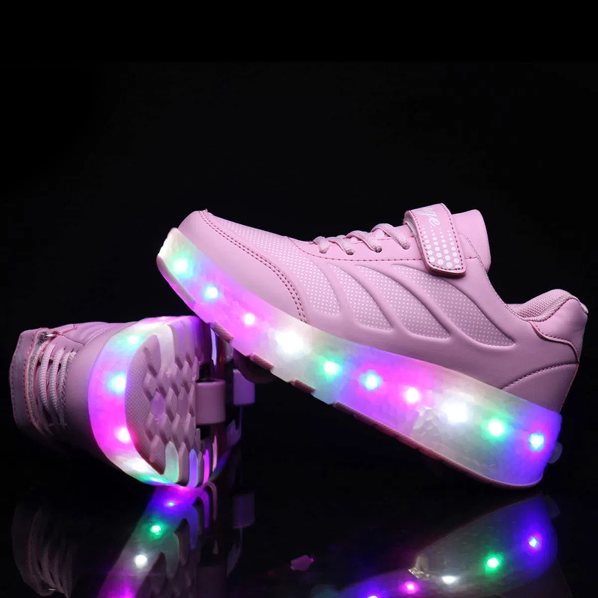 EMDPBD Zapatos de Patines para Niños Zapatillas Deportivas LED Zapatos con Ruedas Recargables USB para Niños Niñas Principiantes Regalo,Pink-30EU